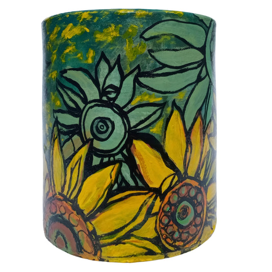 GIRASOLES SOBRE VERDE - MACETERO