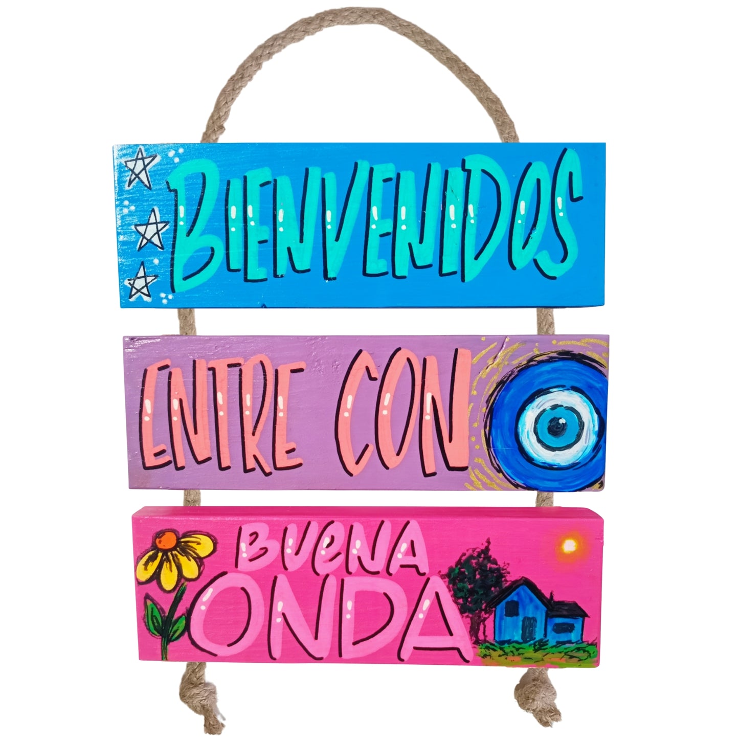 BIENVENIDOS, ENTRE CON BUENA ONDA - COLGANTE