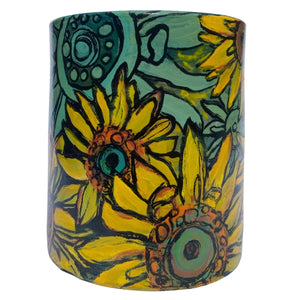 GIRASOLES SOBRE VERDE - MACETERO