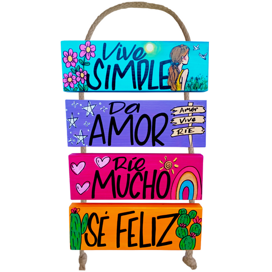 VIVE SIMPLE, DA AMOR, RÍE MUCHO, SÉ FELIZ - COLGANTE