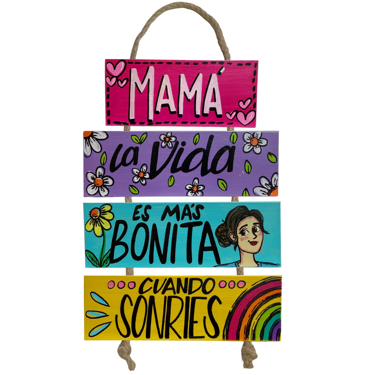 MAMÁ MÁS BONITA CUANDO SONRIES - COLGANTE