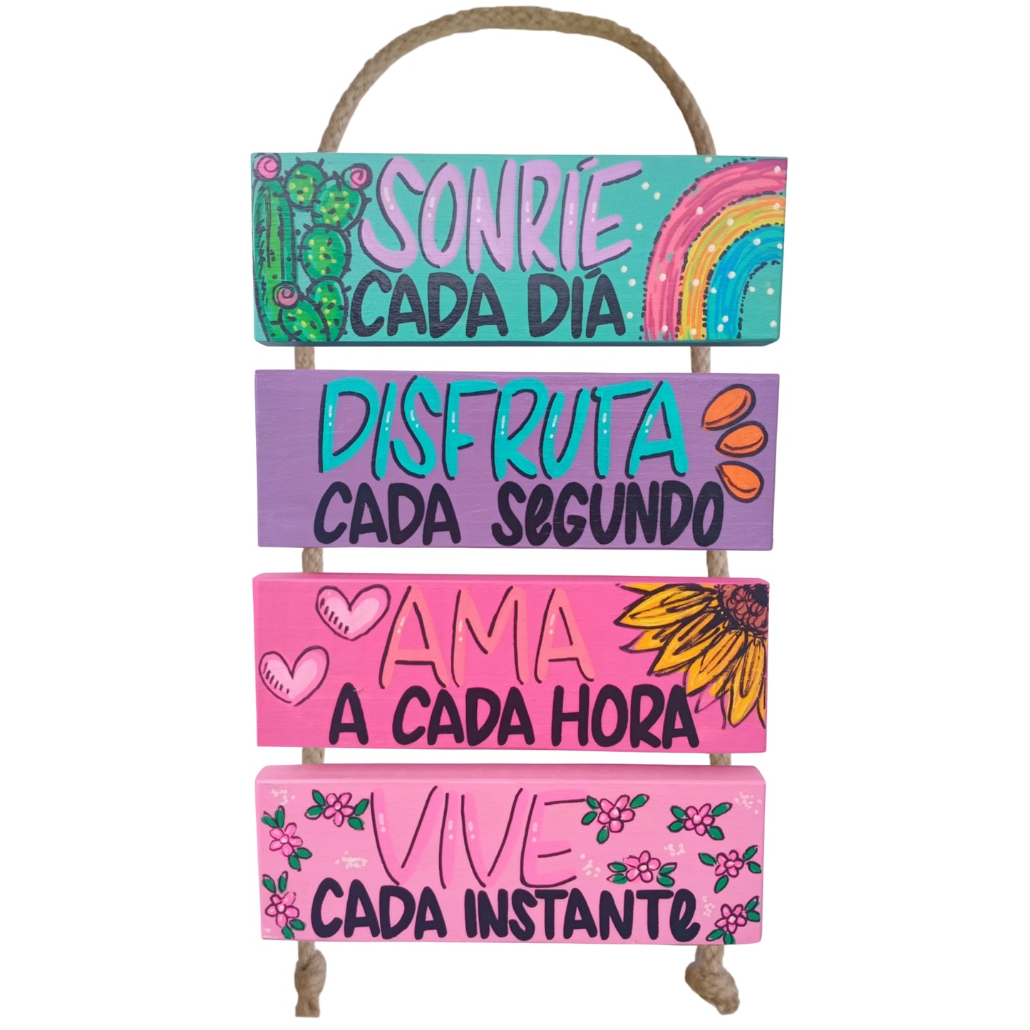 SONRÍE, DISFRUTA, AMA, VIVE - COLGANTE